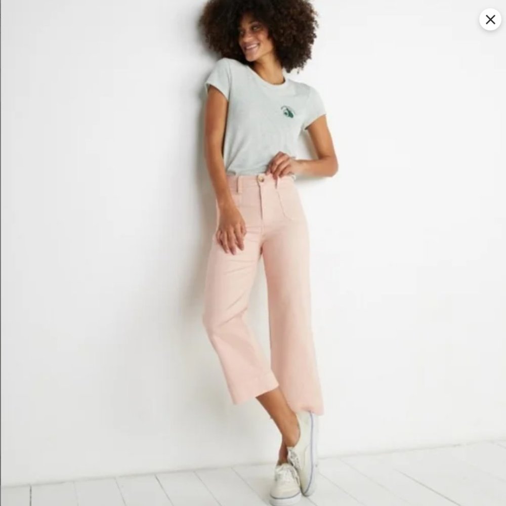 Marine Layer Bridget Wide Leg Pant in Rose Cloud, size 6.